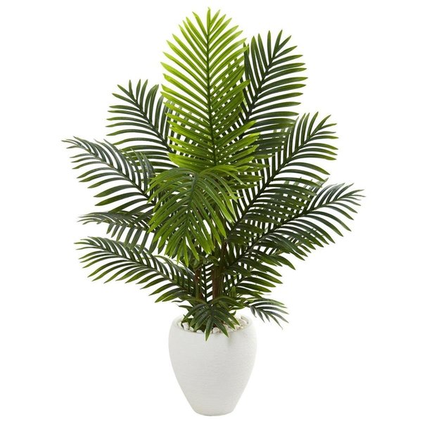Nearly Naturals 4.5 ft. Paradise Palm Artificial Tree in White Planter 5660